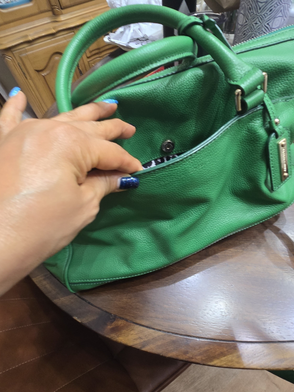Green Leather Satchel Handbag - Unbranded - Picture 7 of 16